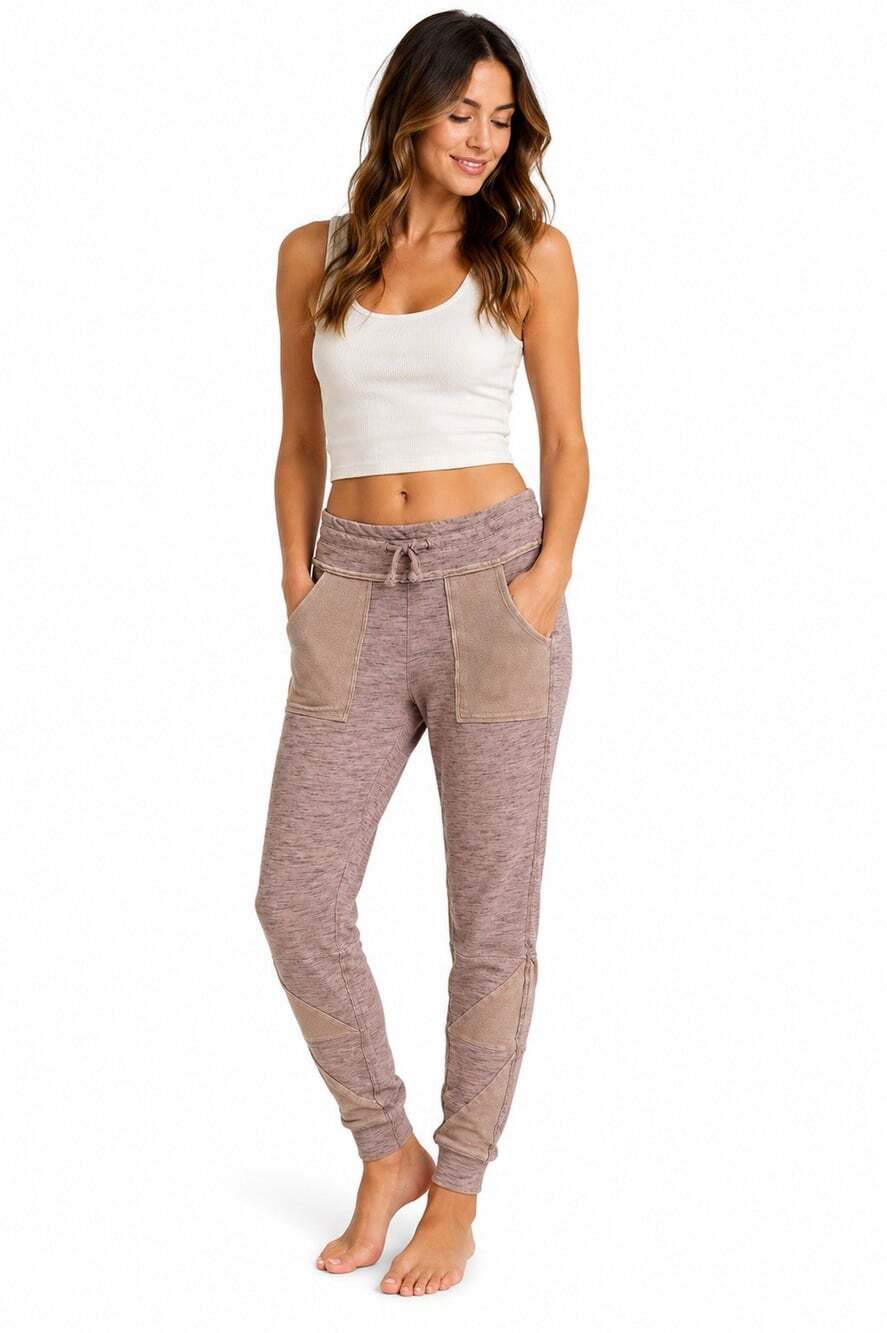Free People FP Movement Women’s Medium Mauve Moto Jogger Leggings Patchwork